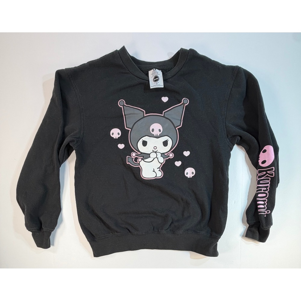 Sanrio Kuromi Sweatshirt Black Pink Graphic Crewneck Bioworld XS SIL-34706